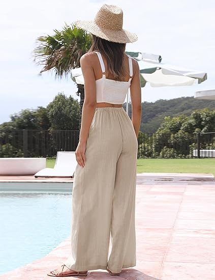 Luxury Relaxed Fit Wide Leg Summer Trousers
